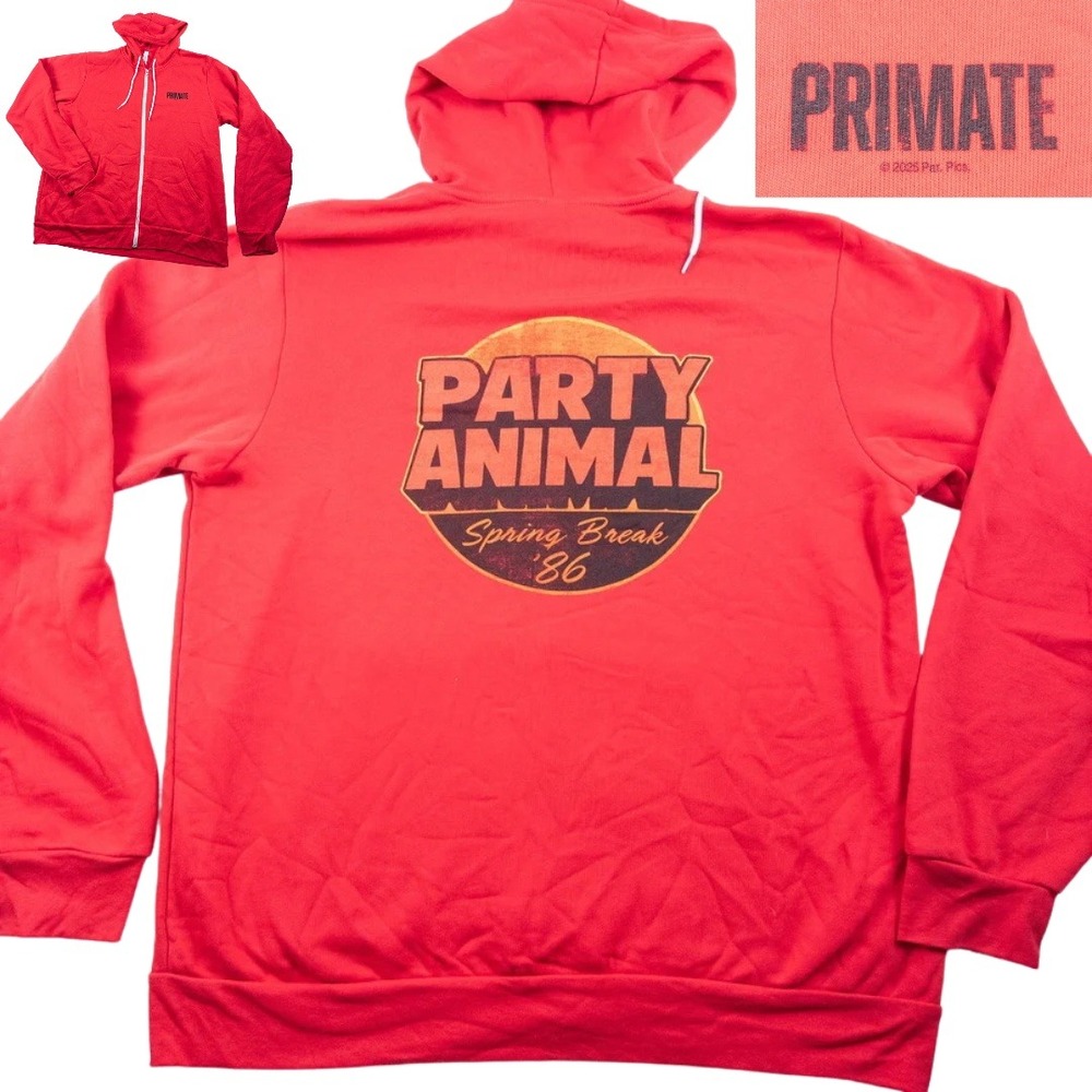 Primate Movie Full Zip Hoodie Mens XL Red Party Animal Spring Break 86 Cast